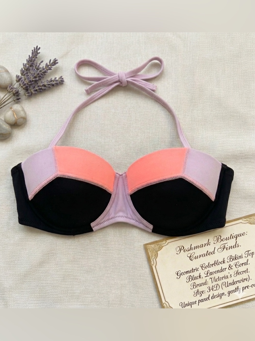 Victoria’s Secret Color-block Halter Bikini Top